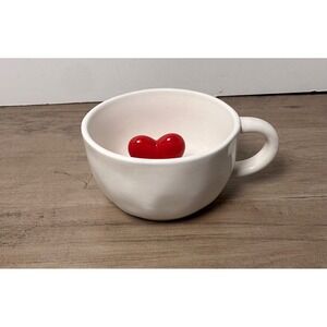 Threshold Stoneware Mug White with Red Heart Inside Love Valentines Coffee